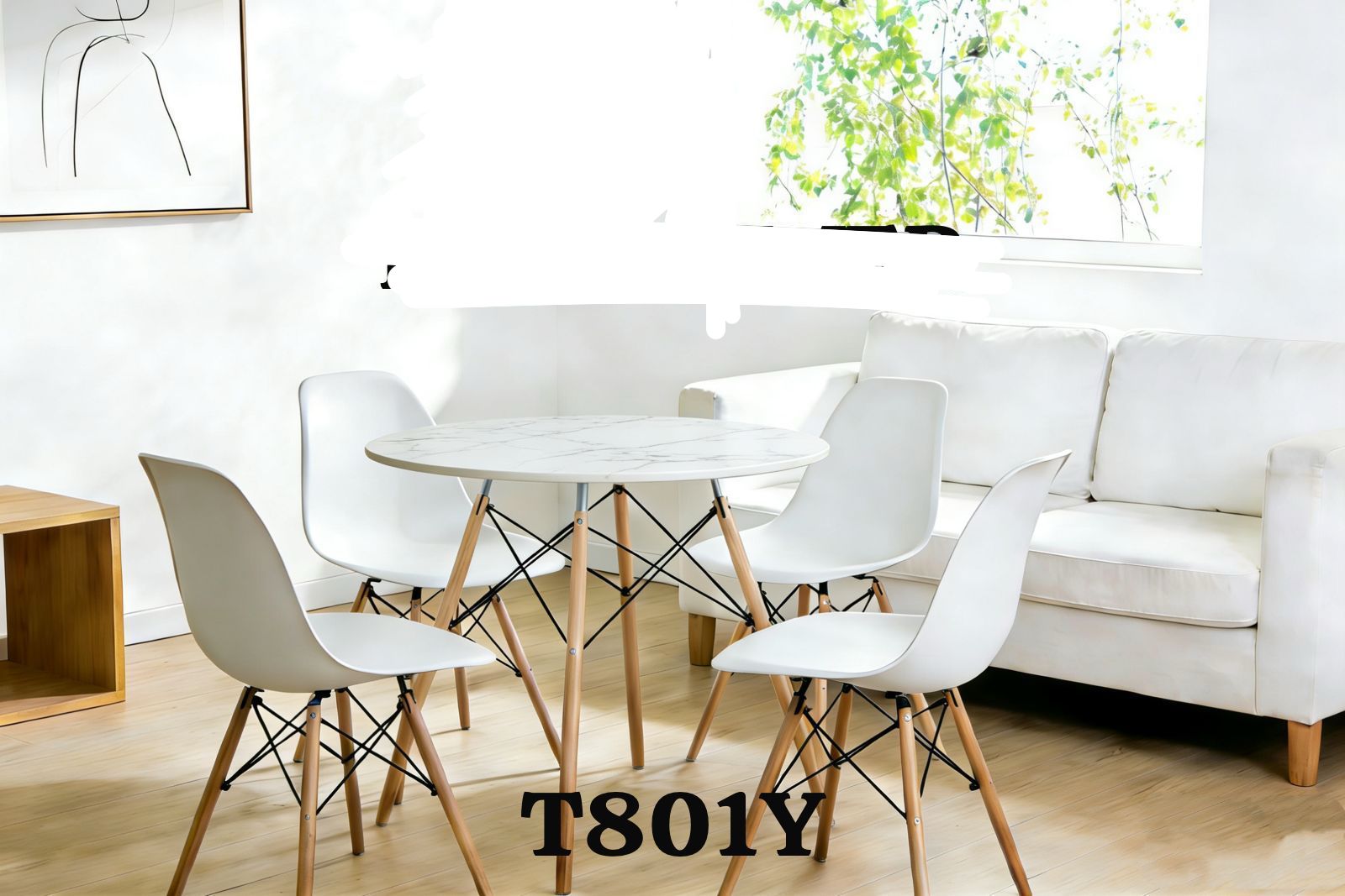 Round Marble-Top Dining Set