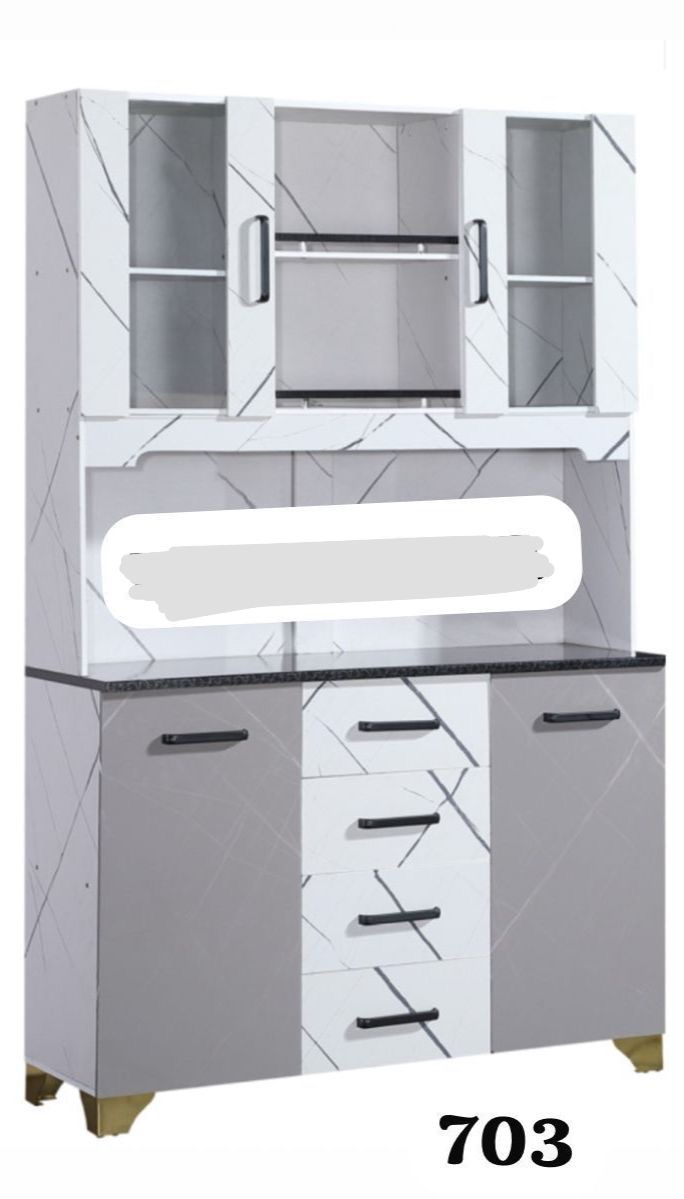 Marble-Print Kitchen Unit